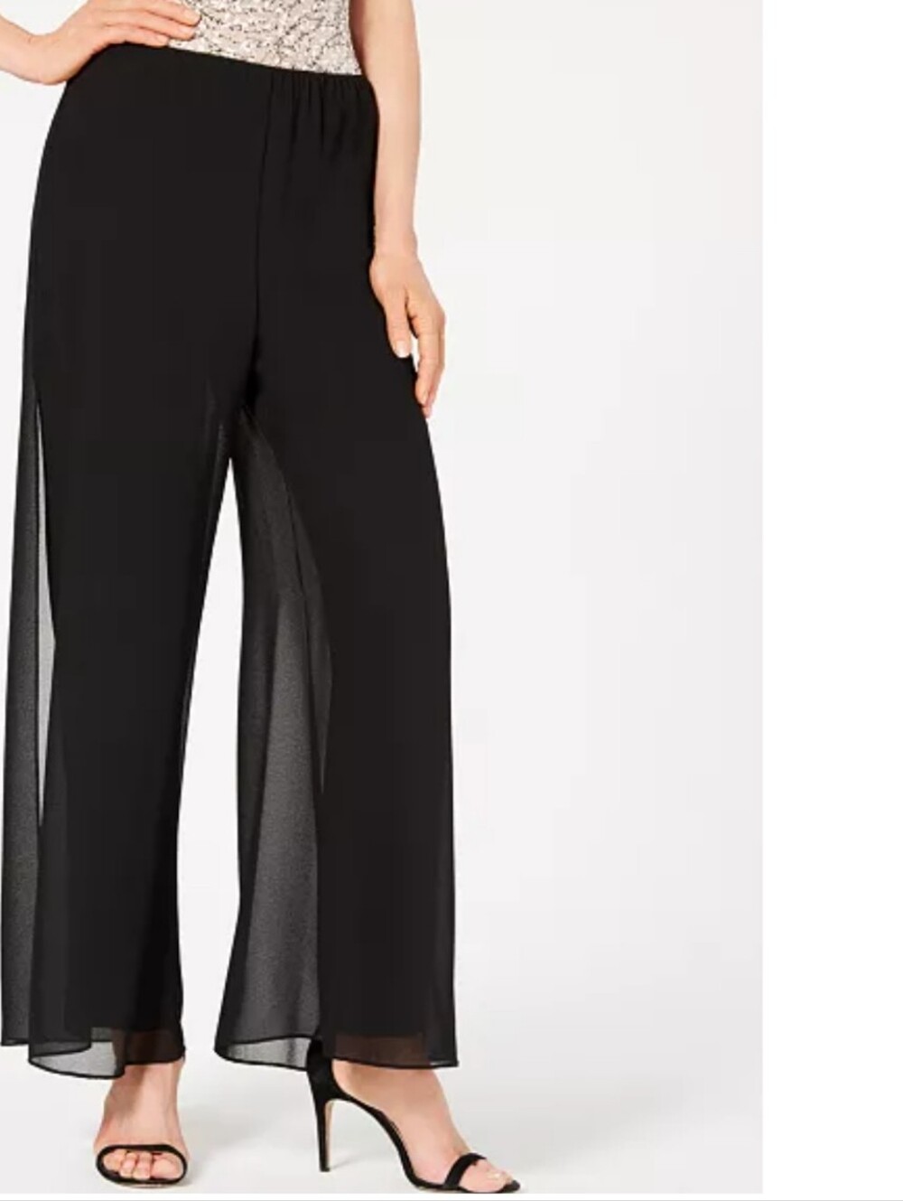 XL Black Chiffon Overlay Pants, Party